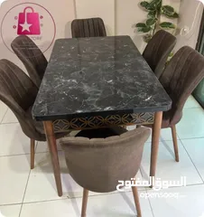  4 طاولة سفرة مستطيلة أنيقة مع 6 كراسي فخامة وعملية