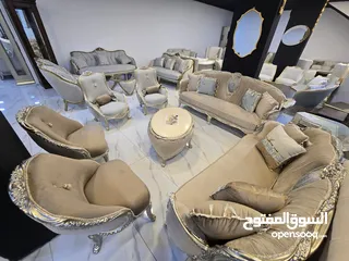  20 طقم كنب دمياطي  خشب زان قماش سليفا تحريف يدوي اعلى جودة من المصنع لبيتك