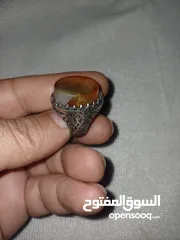  7 خاتم عقيق اصلي فضه نازله