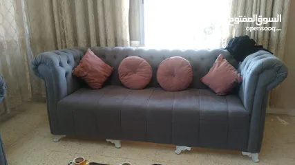  2 طقم كنب تفصيل ثلاثيه عدد2 وثنائيه سكني وزهر الطقم احلا من الصور