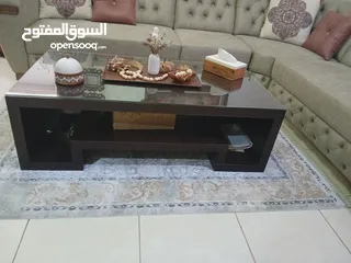  7 طاولة وسط  وطاولة تلفزيون خشب صولد متين لغرفة الجلوس