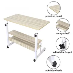  6 طاولة لابتوب طاولة متحركة مع رفوف قابلة لتعديل للارتفاع قياس 80*40 Laptop Tray Table Desk