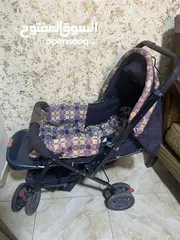  4 عربة أطفال + car seat + كرسي طعام