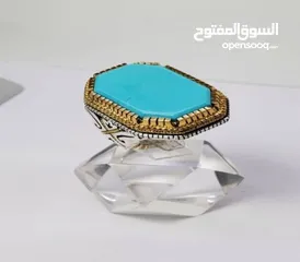  2 خاتم فاخرمصنوع يدويامن الفضة الخالصة(925) مزود بحجرالعقيق شجري طبيعي يتميز بنقوش فريدةعلي شكل شجرة ا