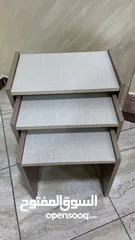  5 طاولة وسط  مع القزاز مع طقم جانبيات 3 احجام    طقم ديكور فوانيس 3 احجام خشب