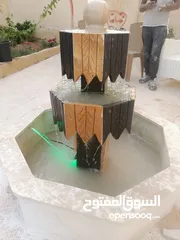  14 نوافير حجرية ابيض قطر 1متر البحرة  مع حوضين بالوسط مع الوصلات شامل التركيب والتشغيل