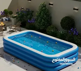  1 مسبح بركة. حوض سباحة عائلي حجم كبير قابل للنفخ أنيق للمنزل . مصنوع من البولي كلوريد الفينيل المتين،