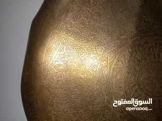  1 صنيه نحاس قديم تعليق  قطر 38 حفر اسلامي