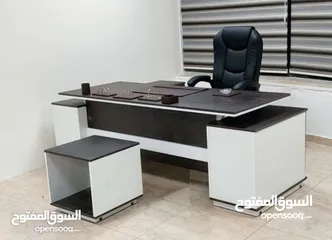  1 تميز بمكتب خشب لامينت 140*70 خشب مستورد مع جانبية و طاولة وسط مكفول لمكتب مدير متميز