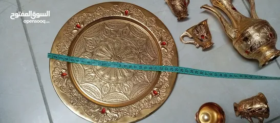  11 طقم زمزم ذهبي فاخر 8 قطع طقم ابريق مع 6 فناجين وصينيه مميز ديكور منظر
