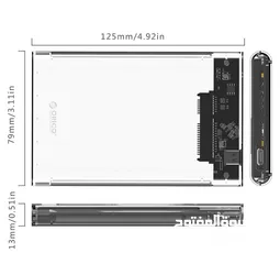  3 3.1USB Type C SATA HDD Hard Drive Enclosure حاضنة هارد درايف شفافة