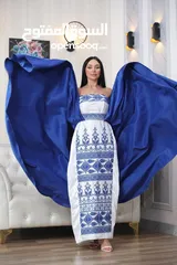  3 ثوب تطريز راقي جدا على شكل فستان  وله ذيل