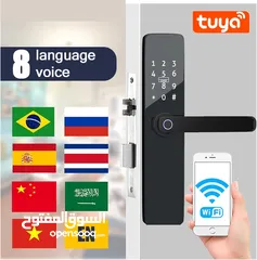  3 قفل باب الكتروني ذكي مع بصمة دخول Intelligent Lock WiFi Biometric Fingerprint Smart Door