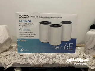  1 للبيع جديد بقراطيسه راوتر TP-Link Deco WiFi 6E نظام الMesh عدد 3 أجهزه