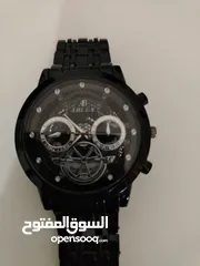  6 ساعة ABLUX بالون الأسود الامع.