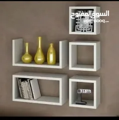  22 رف خشب شاشه ومطبخ وحمام وديكور حائط وستاند مكياج وجلاتين وغيره