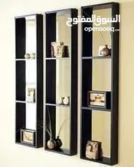 3 رف خشب شاشه ومطبخ وحمام وديكور حائط وستاند مكياج وجلاتين وغيره
