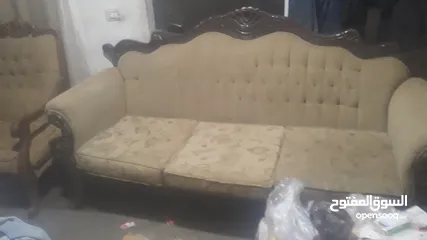  7 طقمين كنب زان مستعمل بدون طاولات للبيع