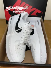  1 White Nike Airforce 1 black swoosh  نايك اير فورس 1