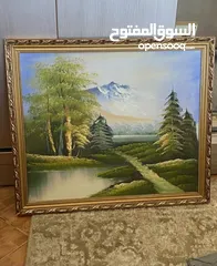  1 برواز عدد 2 بإطار ذهبي رسم يدوي بصورة طبيعية جميلة      00000000000000000000000000000000000000000000