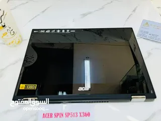  12 ACER SPIN SP513 X360 CPU CORI5 الجيل الثامن RAM 8 GB DDR4 SSD 256 GB جهاز لمس ويدعم اللف