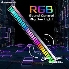  10 مسطرة  ار جي بي  RGB ذبذبات اضاءه متصاعده  مع حدة الصوت  تعمل على usb