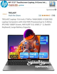  1 ‎لابتوب TECLAST F16pro جديد غير مستخدم ، وندوز 11 برو رام 16 نوعية DDR5 ، السعر 375وبيه مجال بسييط