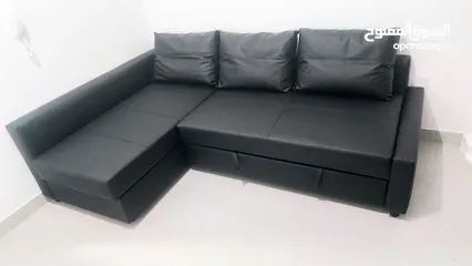  1 Ikea L Shape Sofa Bed With Storage Black Leather