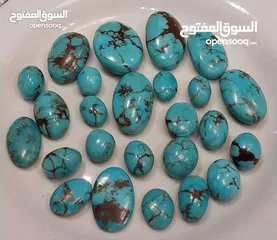  11 خاتم فيروز سيناوي فضة ايراني 925 ومجموعة من أحجار الفيروز السيناوي