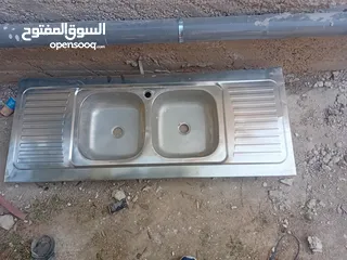  2 باب حديد خارجي مع مجلى ستانلس