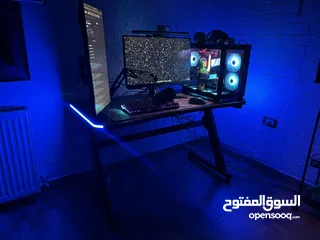  2 Black Gaming Desk with RGB - طاولة جيمنج مع اضائة