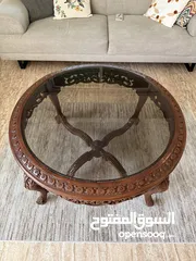  3 طاوله وسط مع 2 طاوله جانبي  خشب زان وثقيل ومرتب