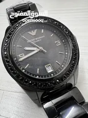  1 EMPORIO ARMANI BLACK STEEL CERAMICA WITH CRYSTALS AR 142 اصلية 100% جديدة ولا خدش