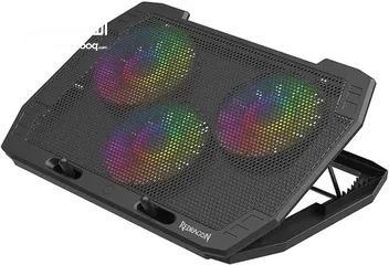  1 ستاند تبريد الابتوب Redragon GCP511 المميز باضاءة RGB وضعيات ارتفاع عدة للاستعمال المريح