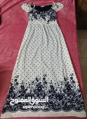  5 M. SOU White&dark Blue max Dress/  فستان طويل أبيض فى كحلى ام سو