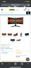  1 للبيع شاشة  Gaming monitor Gigabyte ultra wide curved “34” inch 3440x1440 Resolution  1ms