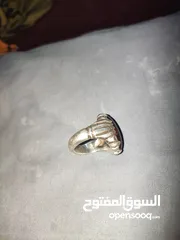  7 خاتم فضة 925 صياغة بحرينية بحجر عقيق كرزي زعفراني
