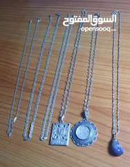  5 مجموعة بلاكات وسناسيل فضة متنوعة اوزان عالية واشي رفيع الأغلب اوزان عالية مختمات عدة اختام إيطالي اص