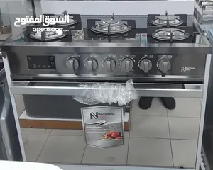  4 فرن ناشونال الاصلي ستانلس او اسود ملوكي فل سيفتي قطع ايطالي قياس 90 سم