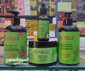  3 زيت الشعر الاصلي MIELLE  Rosemary Mint strengthening Shampo شامبو ميلي المستخلص من الاعشاب ا