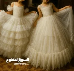  1 فستان بناتي ابيض ع سكري فخم وراااقي