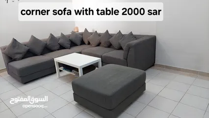  1 Corner sofa with centre table