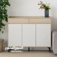  1 خزانة فاخرة بتصميم عصري أنيق ثلاثة دفات تصميم ذكي يحتوي على درجين علويين لحفظ الأغراض الصغيرة