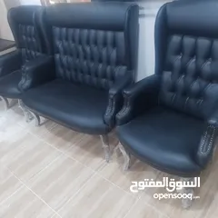  9 أطقم كنب مكتبي جلد أسود (مفردتين وثنائية)