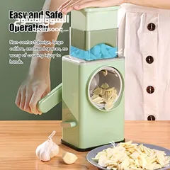  3 قطاعة يدويه وبرش الخضار و الفواكه و اجبان حلقات او  اصابع او مربعات معها ست روؤس استبدال حسب الحاجه