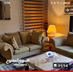  11 شقه ارضيه مفروشة مستقله مكونة من غرفتين نوم و توابعها مع حديقه و كراج.مع روف مستقل ضمن سكن عائلي خاص