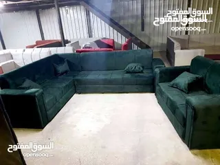  7 اطقم كورنر حرف ال مع مجوزه 9مقاعد جميع الالوان متوفره عرض لاخر الشهر من المصنع بسعر الجمله