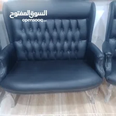  12 أطقم كنب مكتبي جلد أسود (مفردتين وثنائية)