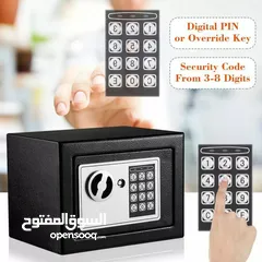  1 خزنة نقود فولاذية مزوّدة بنظام رقمي ومفتاح لضمان حماية لا تُخترق تأمين مزدوج ذكي  منع اختراق كلمة
