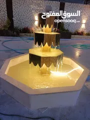  7 نوافير حجرية ابيض قطر 1متر البحرة  مع حوضين بالوسط مع الوصلات شامل التركيب والتشغيل